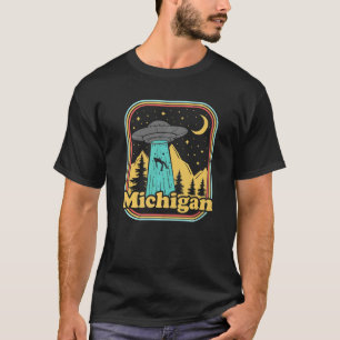 Camiseta Michigan Home Native Ufo Alienígena 80s Retro Stat
