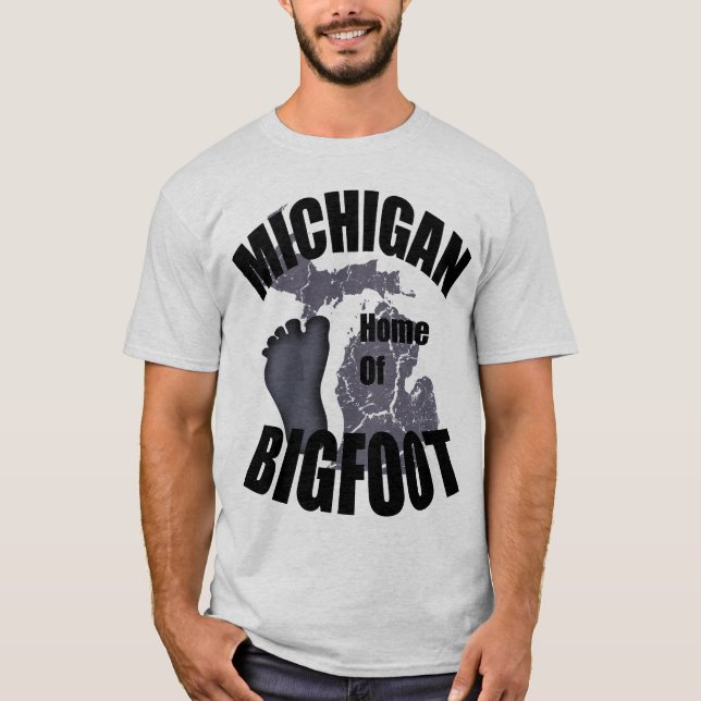Camiseta Michigan Home of Bigfoot T-shirt (Frente)