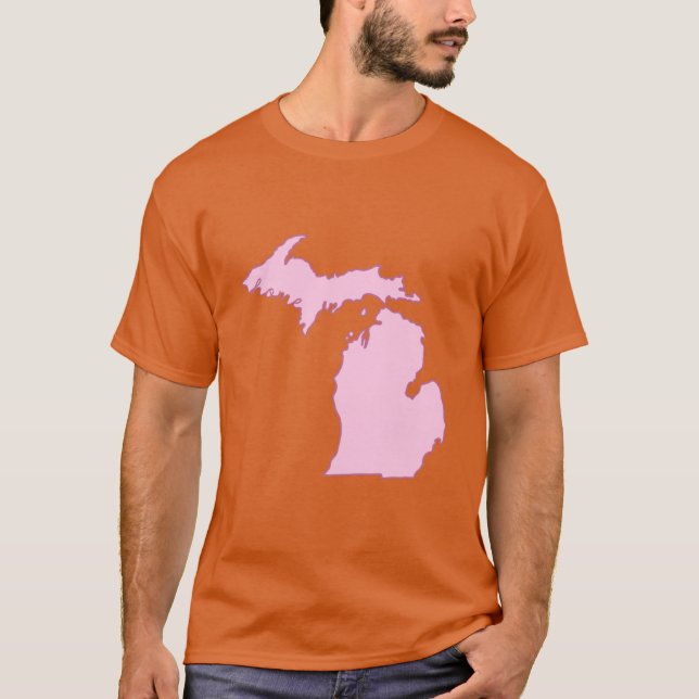 Camiseta Michigan Home State Pink (Frente)