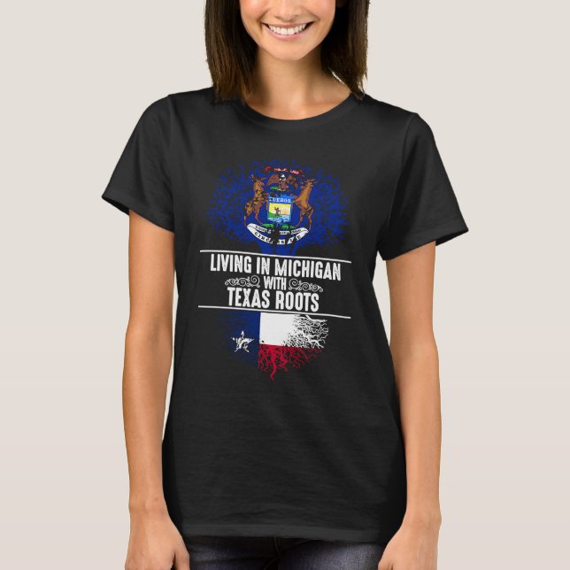 Camiseta Michigan Home Texas Roots State Tree Flag Love (Frente)