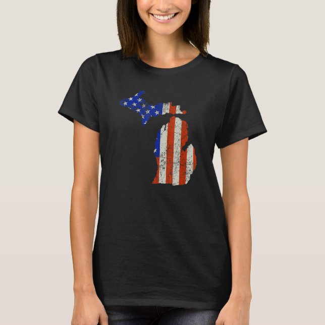 Camiseta Michigan Home Us Flag (Frente)
