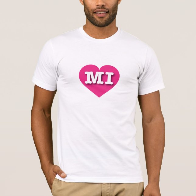 Camiseta MIchigan Hot Pink Heart - Eu amo MI (Frente)