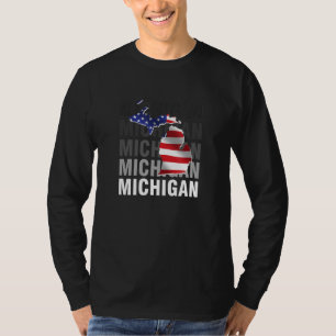 Camiseta Michigan Map USA Flag