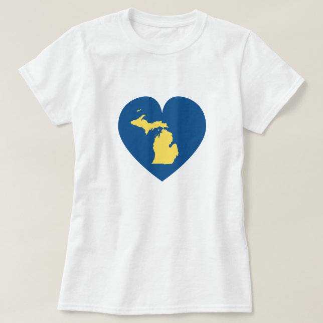 Camiseta Michigan no azul do coração cabido (Frente do Design)