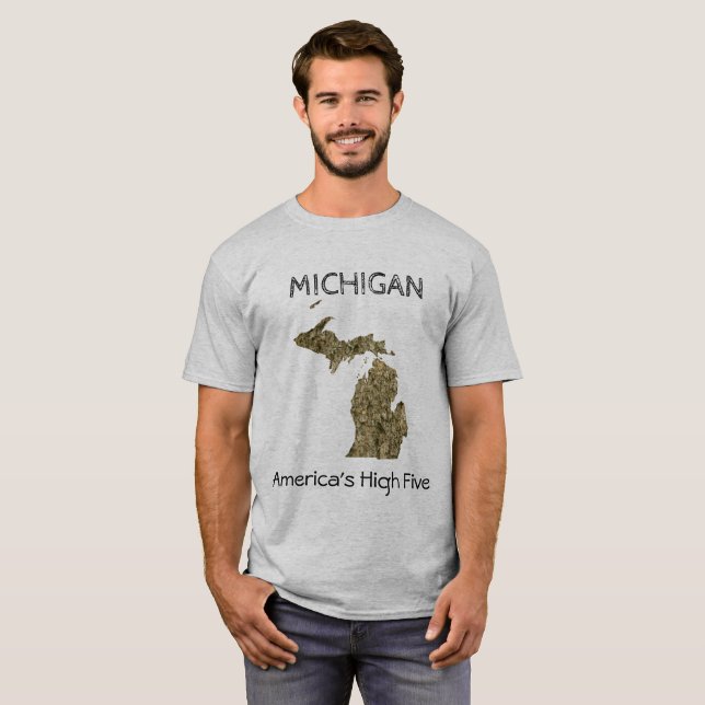 Camiseta Michigan - O Alto Cinco T-Shirt da América (Frente Completa)