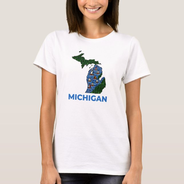 Camiseta Michigan Outline Tattoo Style  (Frente)
