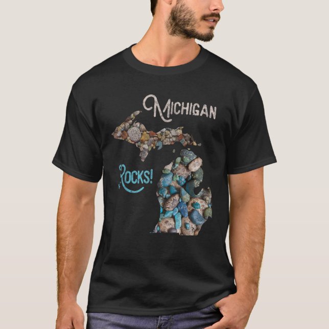 Camiseta Michigan Rocks Petoskey Stone caçando Tee Excelent (Frente)
