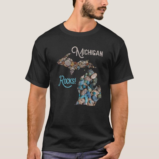 Camiseta Michigan Rocks Petoskey Stone caçando Tee Excelent (Frente)