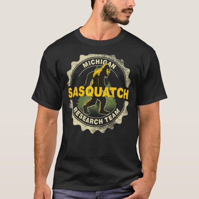Camiseta Michigan Sasquatch Research Team faz fé (Frente)