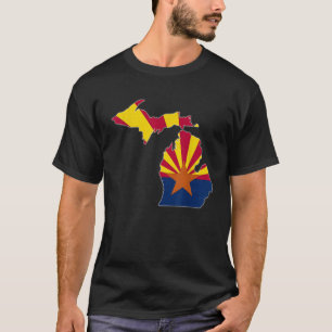 Camiseta MICHIGAN STATE MAP ARIZONA AZ Flag Raízes Homens M