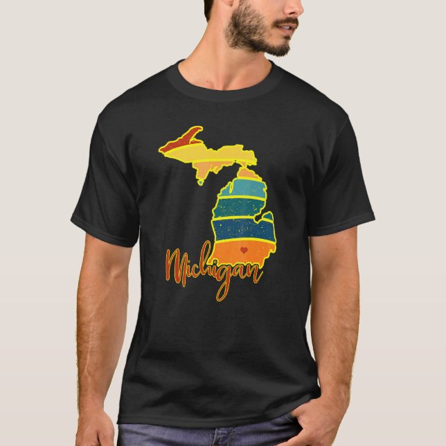 Camiseta Michigan State Pride Sunset I Love Michigan (Frente)