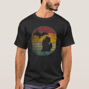 Camiseta Michigan Vintage - Estilo Retro Incomodado Silhout