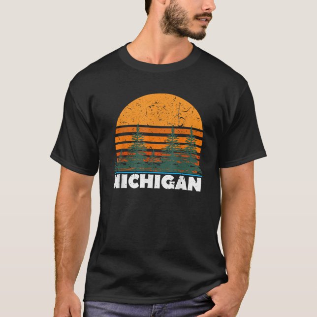 Camiseta Michigan Vintage Retro Sunset MI State Gift (Frente)