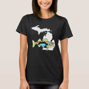 Camiseta Michigan Walleye Pesca Água fresca Pescador Wall