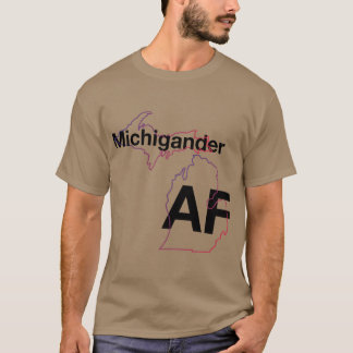 Camiseta Michigander AF Minimalist Michigan State Outline O
