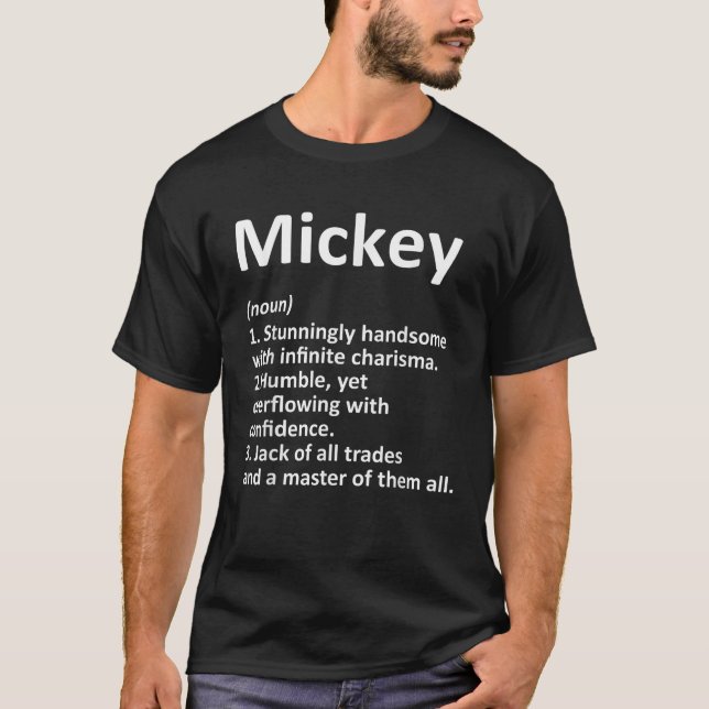 Camiseta MICKEY Definição Nome Personalizado Funny Birthday (Frente)