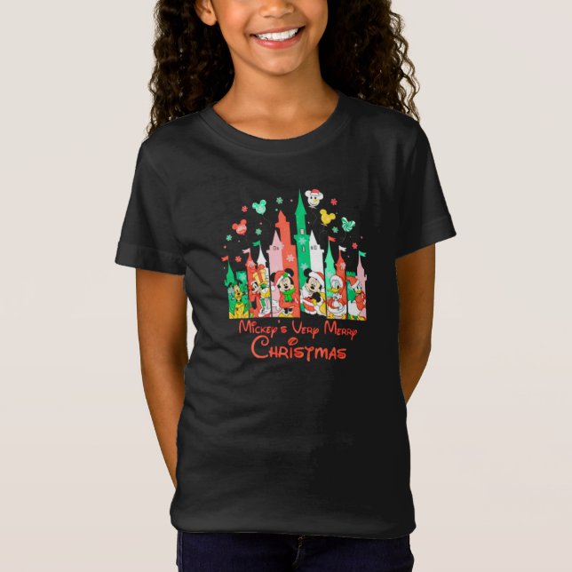 Camiseta Mickey & Friends Very Merry Christmas Castle Disne (Frente)