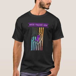 Camiseta Micro Preemie Mãe EUA Bandeira Pura-Nascimento Awa