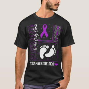 Camiseta Micro Preemie Mãe Pré-maturidade Roxo Ribbon Nicu