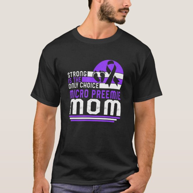 Camiseta Micro Preemie Mãe Pré-maturidade Roxo Ribbon Nicu  (Frente)