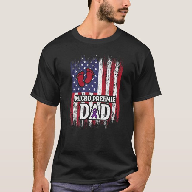 Camiseta Micro Preemie NICU EUA Sinalizadores Pai Nasciment (Frente)