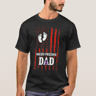 Camiseta Micro Preemie NICU EUA Sinalizadores Pai Prematuro