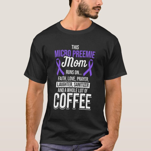Camiseta Micro Preemie NICU Mamãe Café Nascimento Prematuro (Frente)