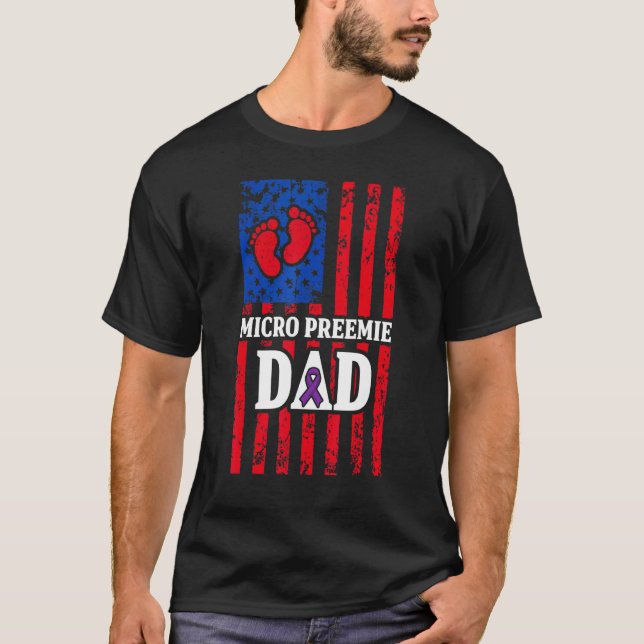 Camiseta Micro Preemie NICU USA Flags Dad Premature Birth 3 (Frente)