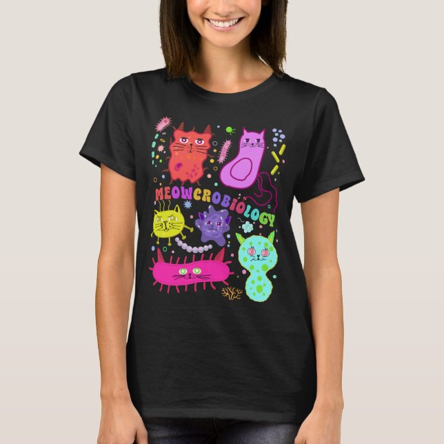 Camiseta Microbiólogo Microbiólogo Engraçado Lover Gato (Frente)