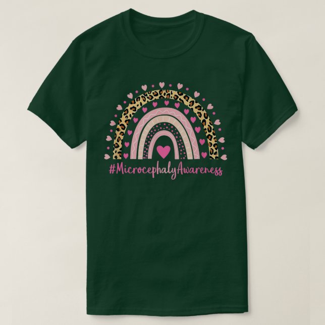 Camiseta Microcefalia Consciência Coração Rosa Leopardo Arc (Frente do Design)