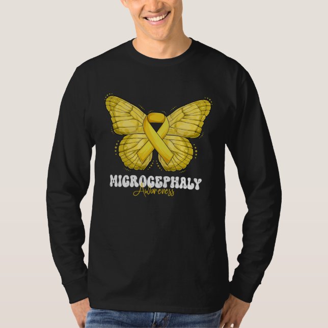 Camiseta Microcephaly Awareness Month Yellow Ribbon Butterf (Frente)