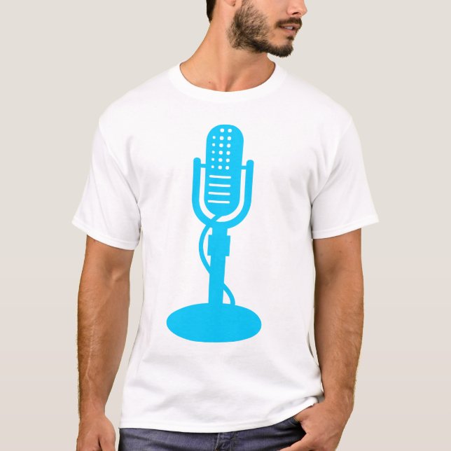 Camiseta Microfone - Azul-céu (Frente)