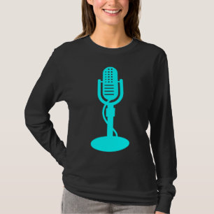 Camiseta Microfone - ciano