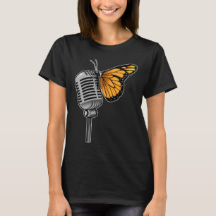 Camiseta Microfone de Música Cantor Borboleta