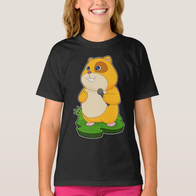 Camiseta Microfone de Música Cantor de Hamster (Frente)