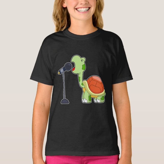 Camiseta Microfone de Música Cantor de Tartaruga (Frente)