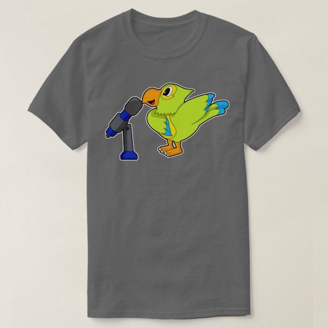 Camiseta Microfone de Música Cantor Papagaio (Frente do Design)