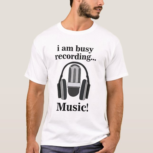 Camiseta Microfone Fone de Ouvido Gravação Música (Frente)