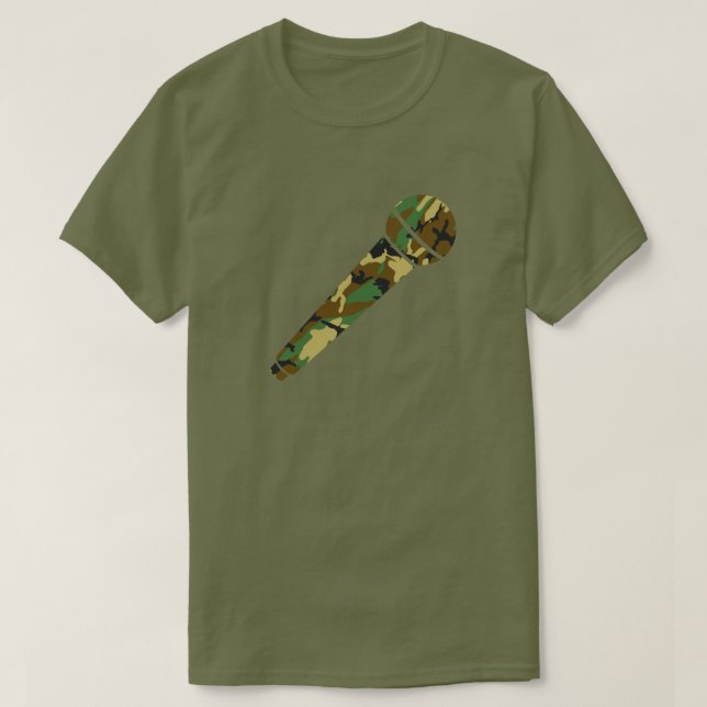 Camiseta Microfone Padrão de Camo Woodland (Frente do Design)