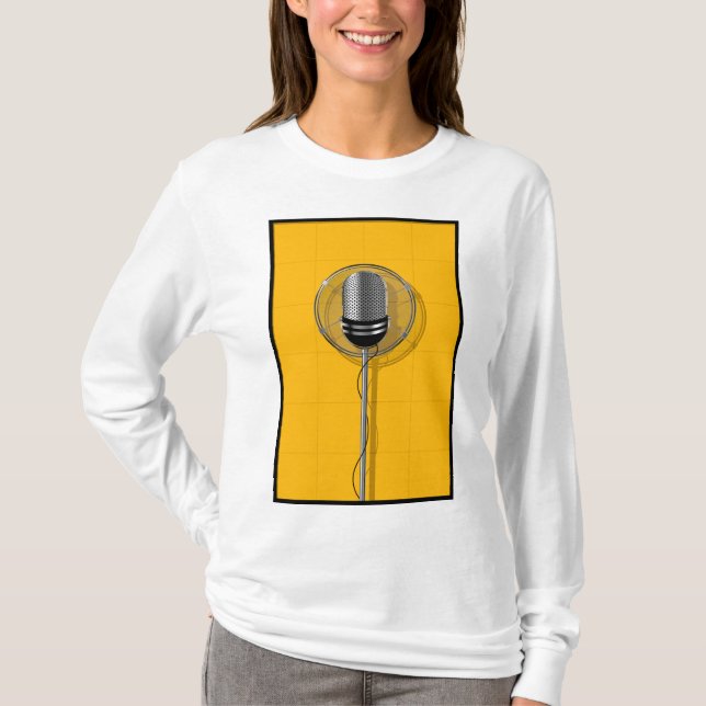 Camiseta Microfone Retrô em Amarelo Ousado (Frente)