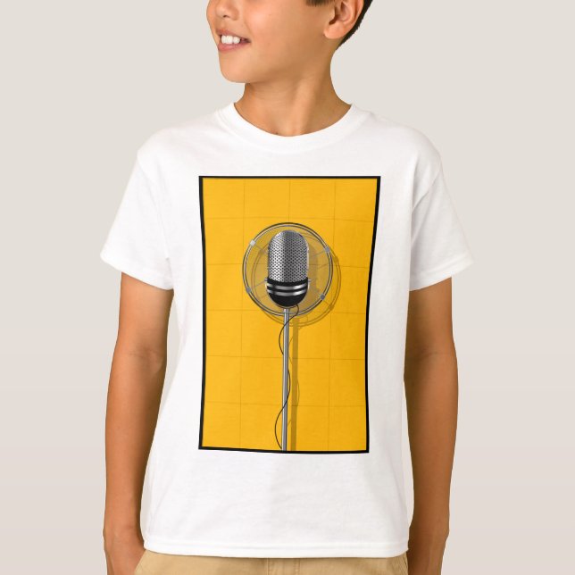 Camiseta Microfone retrô em amarelo ousado (Frente)