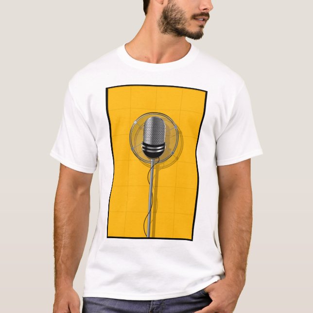 Camiseta Microfone Retro em Amarelo Ousado (Frente)
