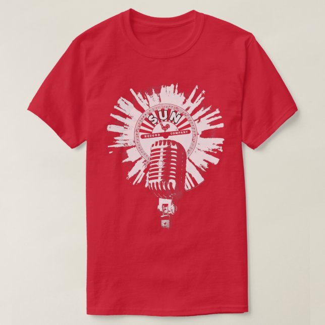 Camiseta Microfone Splatter Branco da Sun Records (Frente do Design)