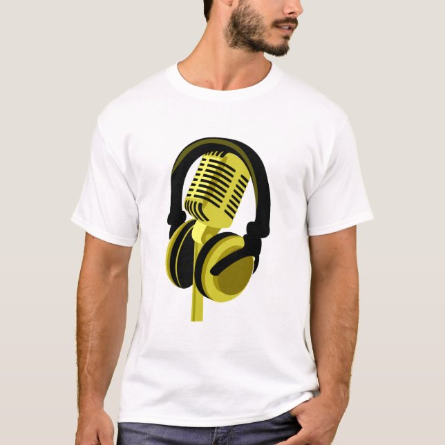 Camiseta microfono con auriculares locutor (Frente)