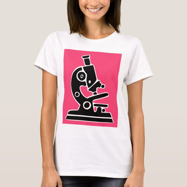 Camiseta Microscópio cor-de-rosa (Frente)