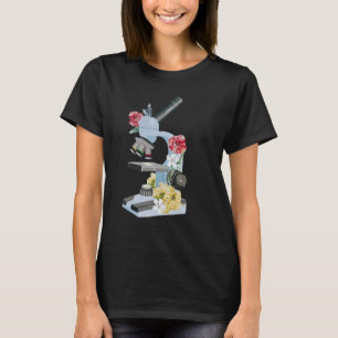 Camiseta Microscópio Floral Microscópio Laboratório Médico