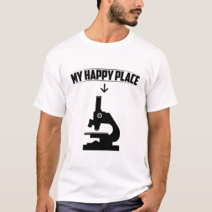 Camiseta Microscópio Meu Lugar Feliz   Biólogos Def Idea