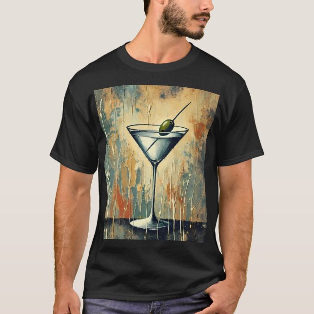 Camiseta Mid Century Mixed Media Martini Art (Frente)
