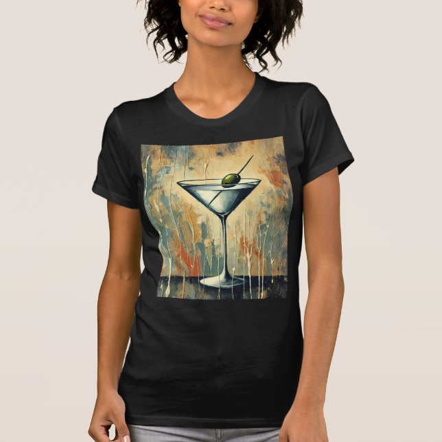 Camiseta Mid Century Mixed Media Martini Art (Frente)