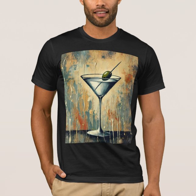 Camiseta Mid Century Mixed Media Martini Art (Frente)
